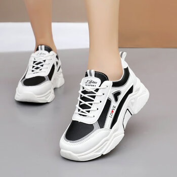 少女夏天透气的小白鞋高中女生运动鞋春秋女孩百搭波鞋初中学生平底