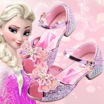 童鞋女童凉鞋高跟鞋苏菲亚公主鞋2021夏新款儿童鱼嘴鞋小女孩 粉色 25