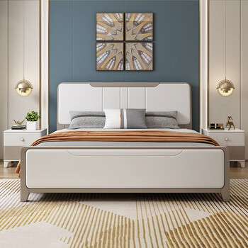 思梦寝 实木床1.5m双人床1.35米单人床1.2米北欧现代简约白色1.