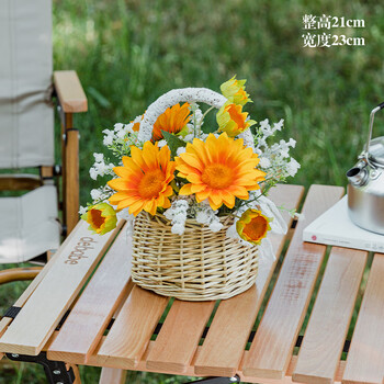 法漫玫编织花束成品洋甘菊roomtour野餐露营拍照花篮向日葵假花仿真花