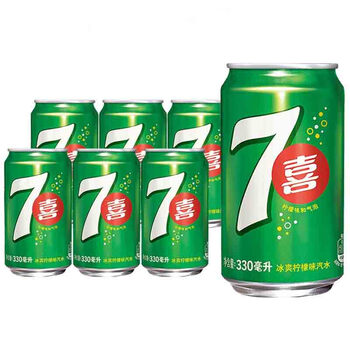 百事可乐 七喜罐装碳酸饮料冰爽柠檬味汽水休闲聚会饮品(330ml*12罐)*