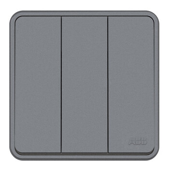 abb开关插座面板 三开单控三位单控开关 86型三位开关 纤悦系列 灰色