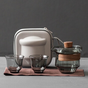 远舍远舍玻璃旅行茶具便携快客杯户外旅游一壶四杯功夫茶杯泡茶壶套装