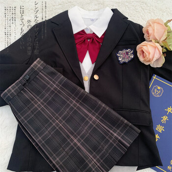 jk制服少女制服套装小田町jk原创设计西装格裙开衫刺绣衬衫全套制服