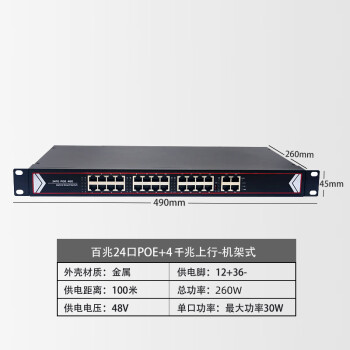 口16口24口國標poe供電交換機帶光口 百兆24口poe 4個千兆上行【圖片