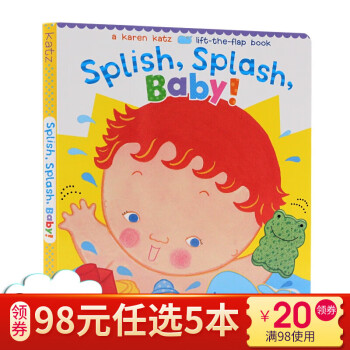 英文原版绘本 Splish, Splash, Baby! 纸板翻翻书Karen Katz