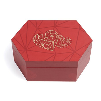 银杏色六边形礼品盒 小心心系列六边形盒