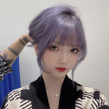 薄藤粉染发剂2021流行潮色樱花粉灰紫色蓝灰色网红玫瑰金白粉橙色染发