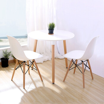 圆桌咖啡桌洽谈桌餐桌饭桌现代简约时尚休闲桌椅组合 白色圆桌60*60cm