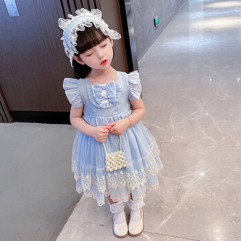 夏装萝莉裙子儿童女宝宝裙子夏天小孩穿的裙子2023官方新品蓝色2023