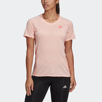 阿迪达斯adidas女装夏季跑步运动短袖t恤ft6451朦胧珊瑚粉as16084a