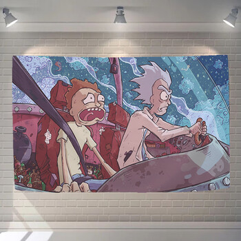 绿速来图定制美式动漫瑞克与莫蒂rickandmorty背景布床头卧室挂布墙壁