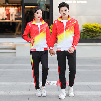 hzcl李宁寕运动套装男女士春秋季团购服装印字校服大码休闲亲nike红色