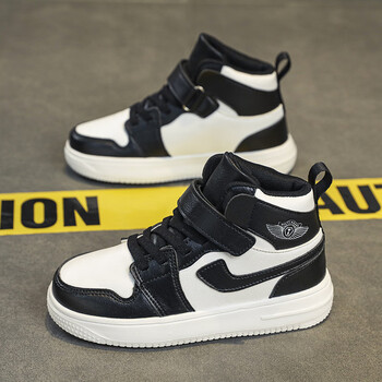 361断码男童鞋春秋季2023新款皮面防水儿童运动鞋中大童潮流男孩黑白