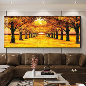 瑾则  客厅黄金大道装饰画沙发背景墙壁画黄金满地风景餐厅饭厅挂画