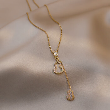 dayilai双喜葫芦吊坠小蛮腰项链女夏轻奢小众设计精致锁骨链感颈链