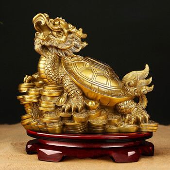 吉善缘铜龙龟摆件八卦龙头龟黄铜全铜家居玄关卧室客厅