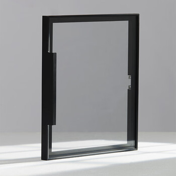 京耕极简轻奢窄边框钢化柜门定制铝框门灰酒柜门 黑色框灰色玻璃
