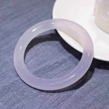 紫罗兰玉髓圆条手镯玛瑙飘紫玉石镯子纪念日礼品 口径54mm【图片 价格