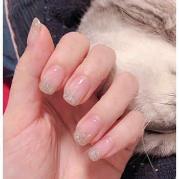 穿戴式假指甲贴片可取带果冻胶美甲成品可拆卸裸色假甲片短款摘戴透明