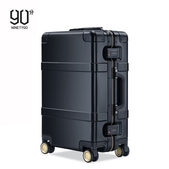 90分 金属拉杆箱 20英寸行李箱 铝镁合金静音万向轮登机箱 限量版旅行箱 100504黑色