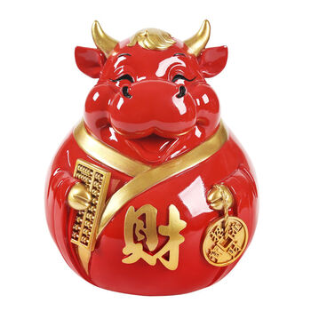 2021新品牛年存钱罐陶瓷生肖儿童只进不出金牛摆件储钱罐可取大人家用