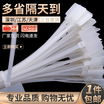 白色尼龙网线缆电缆标签扎带吊牌理线带做记号标牌识扎带4mm绑带 4*150mm 100根
