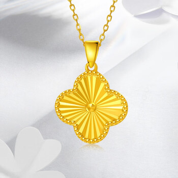 钻石凤凰 黄金吊坠女5g极光金四叶草项链足金999精品项坠挂坠520情人