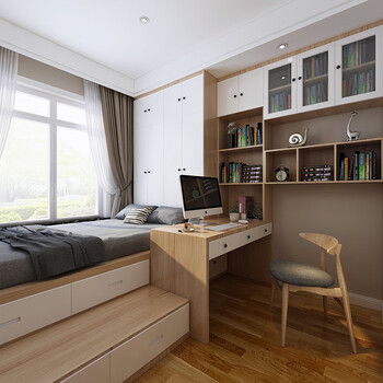 榻榻米整体定制床卧室多功能组合飘窗房书房衣柜阳台屋定做 白色