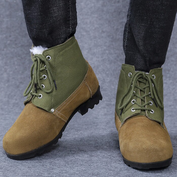 大头鞋男冬季加绒  冬季羊毛棉靴男东北老式大头棉鞋劳保鞋翻毛皮鞋