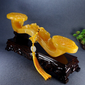 qixiang)玉石新中式如意摆件客厅玄关办公室高端开业乔迁装饰品玉如意