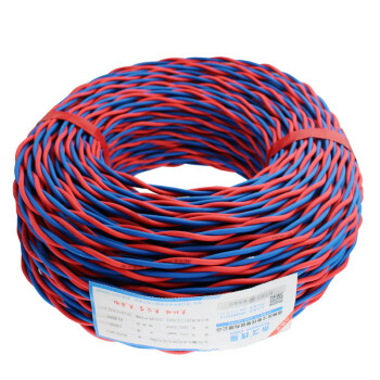 永久电缆 花线ZR/RVS2*1.5/0.75/1/0.5/2.5平方双绞线 铜芯软线 阻燃 RVS 2*1平方-红色/蓝色 50 米