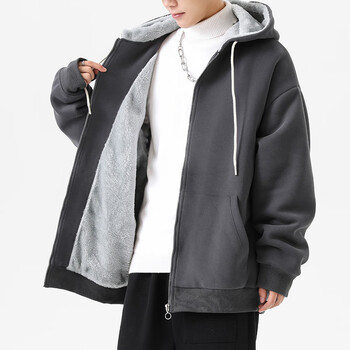 kshk361春秋季连帽加绒卫衣服男士潮牌休闲加厚新款冬装男生外套16深
