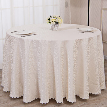精选好物酒店桌布布艺欧式餐厅饭店大圆桌餐桌布方桌桌布圆形台布家庭用米白双钩花圆形2 6米 图片价格品牌报价 京东