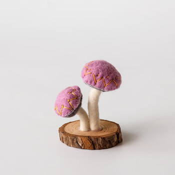 森林系彩色羊毛毡蘑菇 手工艺品家居装饰摆件 自然风新年礼物 c款