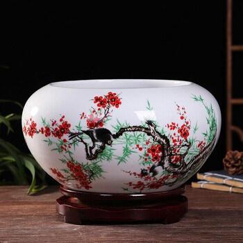 大缸养鱼荷花缸陶瓷景德镇陶瓷鱼缸小号金鱼乌龟缸睡莲碗莲花盆笔洗养