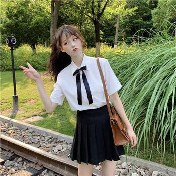 固竞jk套装夏季学院风白衬衫百褶裙两件套女制服日系学生短裙校服全套