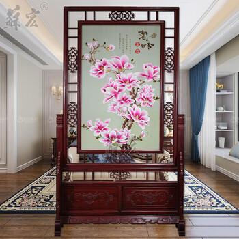 蘇宏苏绣过道进门遮挡风水屏风家装玄隔断玉兰花鸟新中式装饰摆件单屏玉兰花 图片价格品牌报价 京东