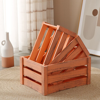 霜魄木箱收纳箱实木复古超市陈列装饰木条箱木框箱做旧木筐木箱子 a做