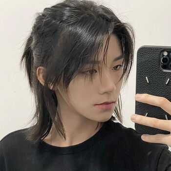 狼尾假头男日系鲻鱼头fa型蓬松自然男生短头武士头逼真cos全夹子 深