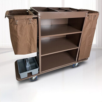 酒店布草车宾馆客房服务车不锈钢推车双边房口车清洁保洁车工作车加厚