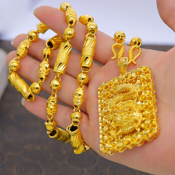 万柏顿老凤凰款式正宗越南沙金项链男士镀黄金色仿真24k纯金链子粗首