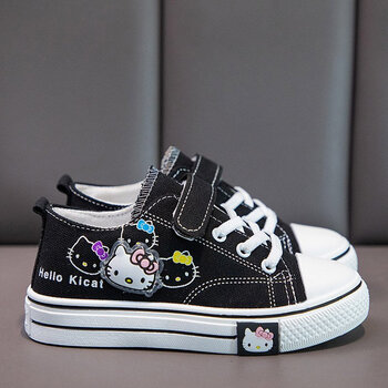 球长女童帆布鞋2023春秋童鞋女秋新款鞋子儿童布鞋女孩魔术贴单鞋板鞋