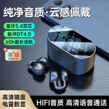众果真无线耳夹式蓝牙耳机气骨传导概念夹耳开放式ENC通话降噪不入耳舒适运动跑步防掉落游戏低延迟 【尊享黑】数显款+定向传声DT4