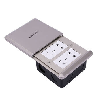 不锈钢平推地面板插座不锈钢防水滑盖推拉客厅通用书房 双五孔