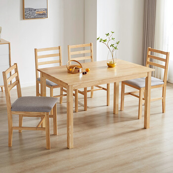 定制餐桌简约一桌四椅小户型餐桌椅组合食堂饭桌原木色