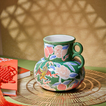 唐赋故宫宫廷瑞兽纳福陶瓷花瓶文创摆件客厅插花新中式玄关装饰品礼品