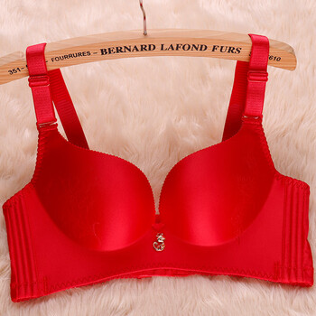 幸福内衣狐狸女无钢圈印花无痕聚拢上托调整型文胸官方sn6104 大红色