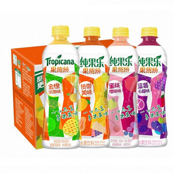 百事可乐纯果乐果缤纷饮品果汁饮料热带美味蜜桃蓝莓凤梨450ml*15瓶