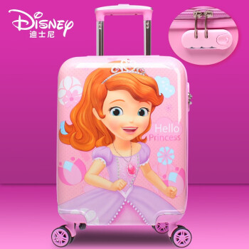 迪士尼Disney儿童可坐拉杆箱爱莎公主行李箱万向轮旅行男女童轻便登机箱 18英寸苏菲亚-029带密码锁